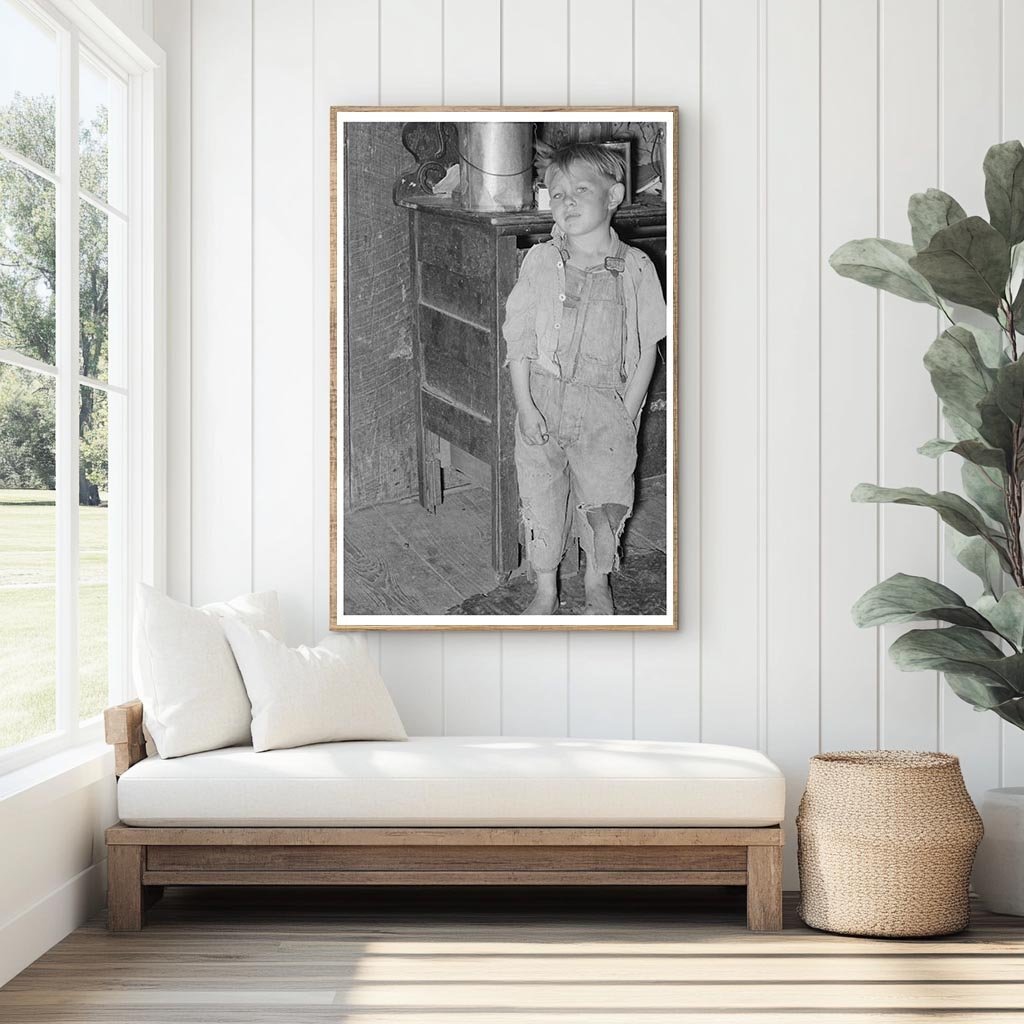 Child in 1939 Oklahoma Kitchen with Lard Pail - Available at KNOWOL