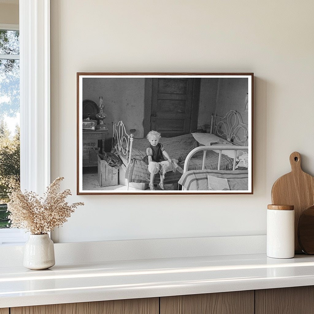 Child in Farmhouse Bedroom Williams County North Dakota 1937 - Available at KNOWOL