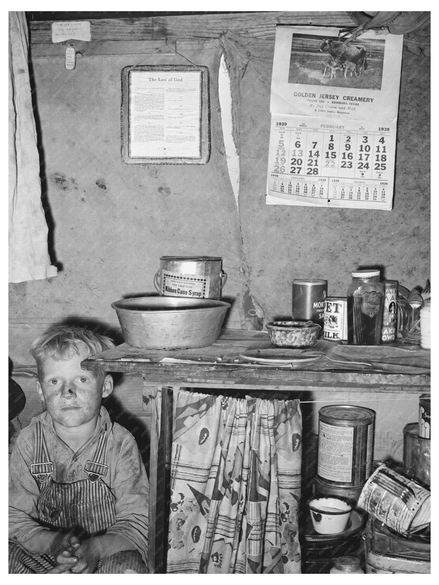 Child in Tent Home at Migrant Camp Edinburg Texas 1939 - Available at KNOWOL