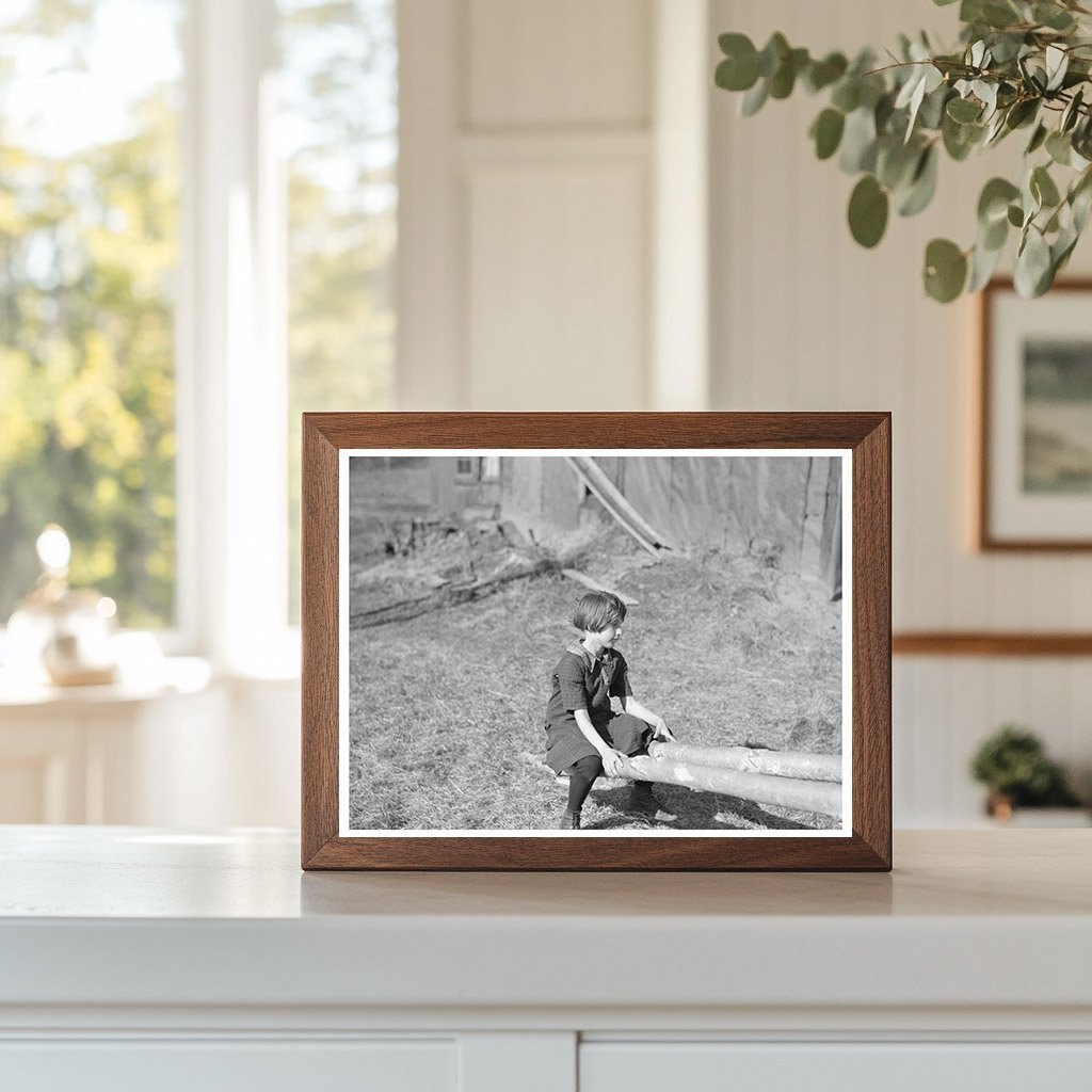 Child Playing on Teeter - Totter Long Lake Wisconsin 1937 - Available at KNOWOL