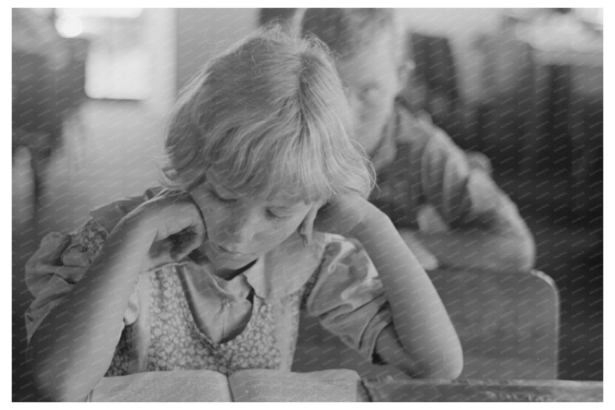 Child Studying in School New Madrid County August 1938 - Available at KNOWOL