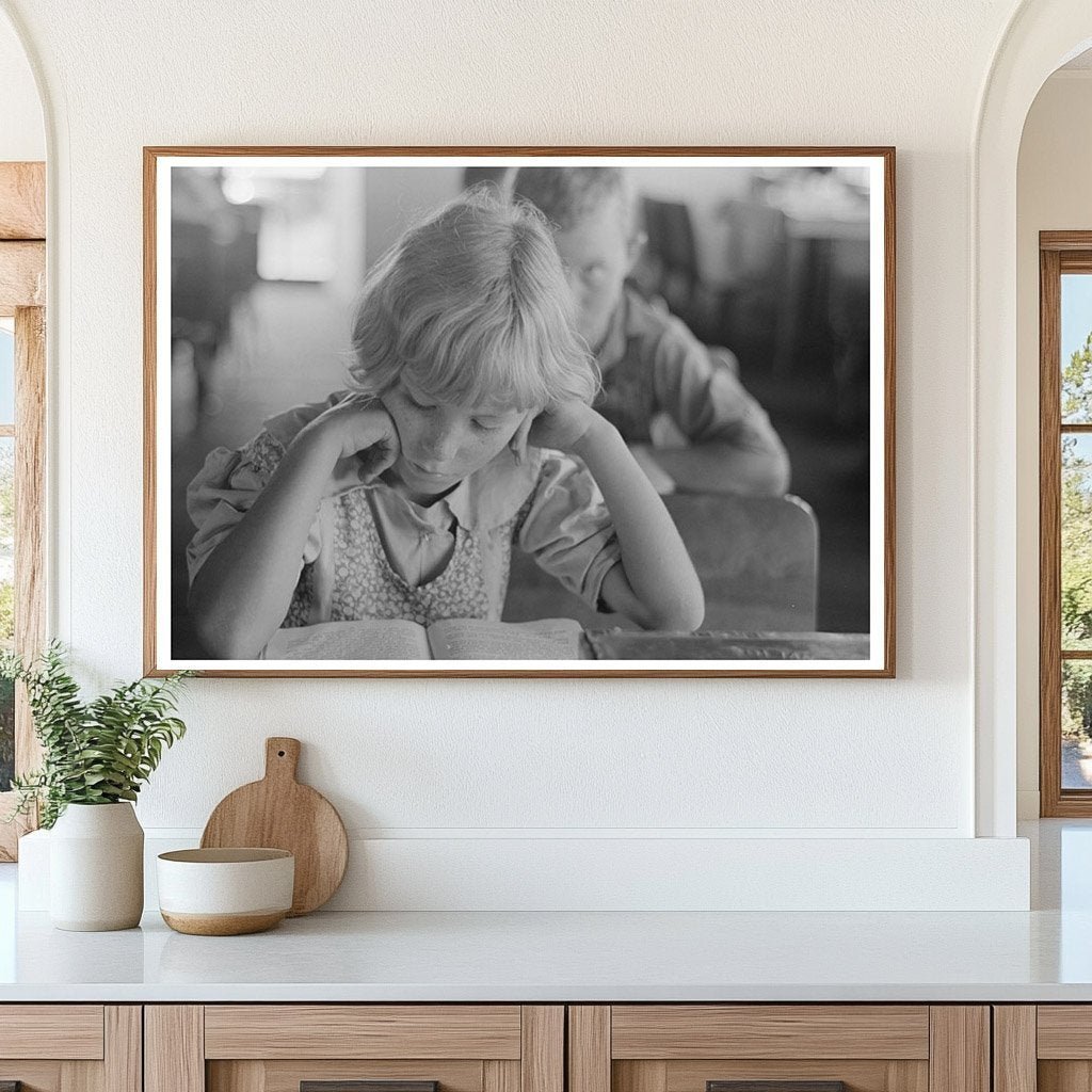 Child Studying in School New Madrid County August 1938 - Available at KNOWOL
