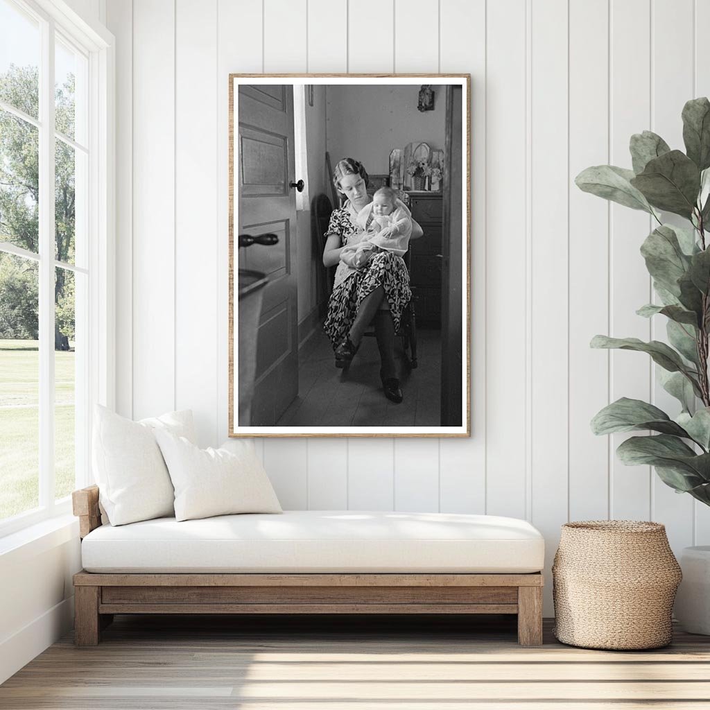Child with Mother Reading Newspaper in Nissen Shack 1936 - Available at KNOWOL