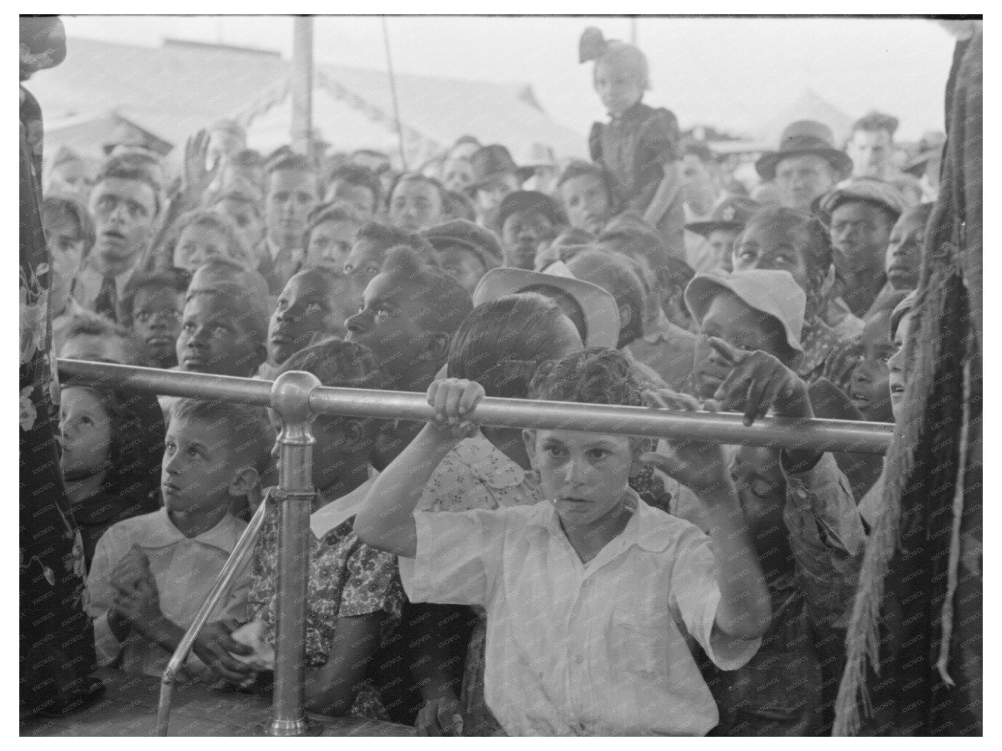 Children at Sideshow in Donaldsonville Louisiana 1938 - Available at KNOWOL