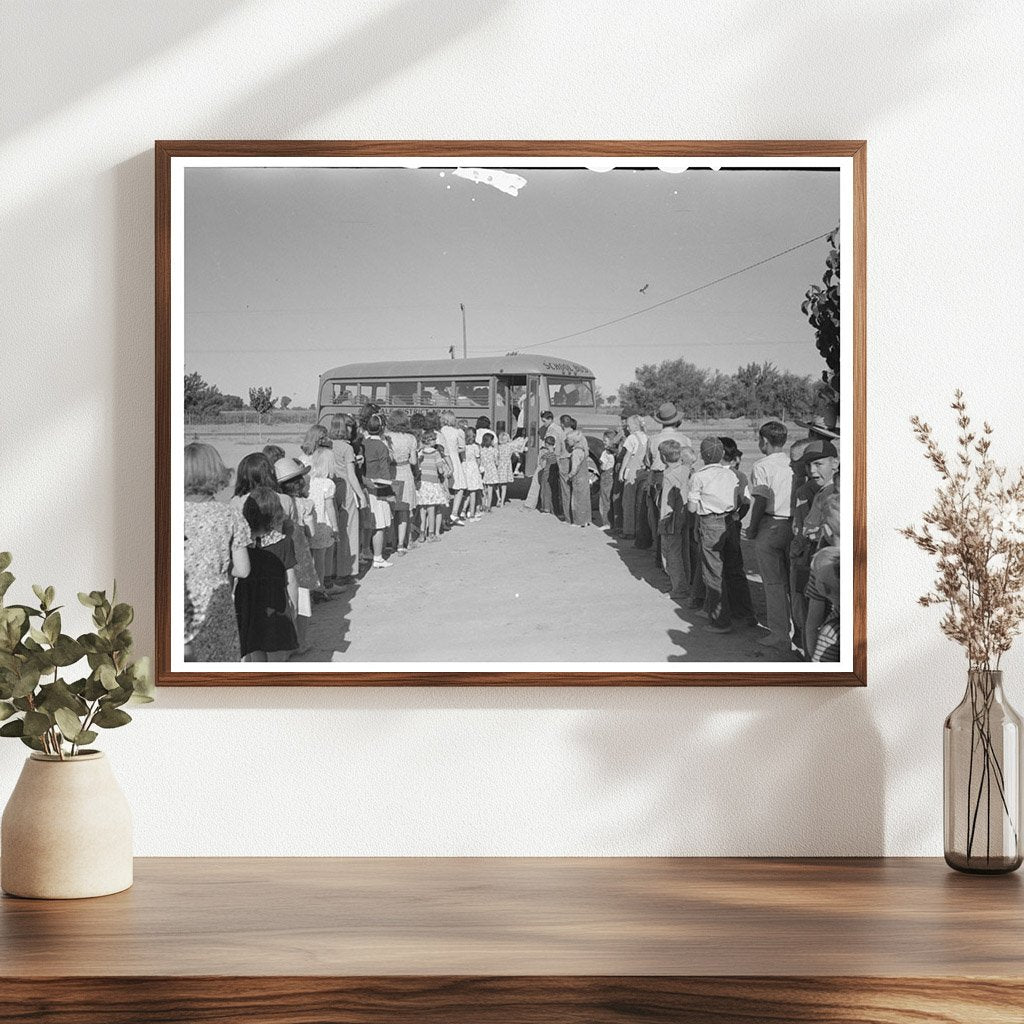 Children Boarding School Bus at Agua Fria Camp 1944 - Available at KNOWOL