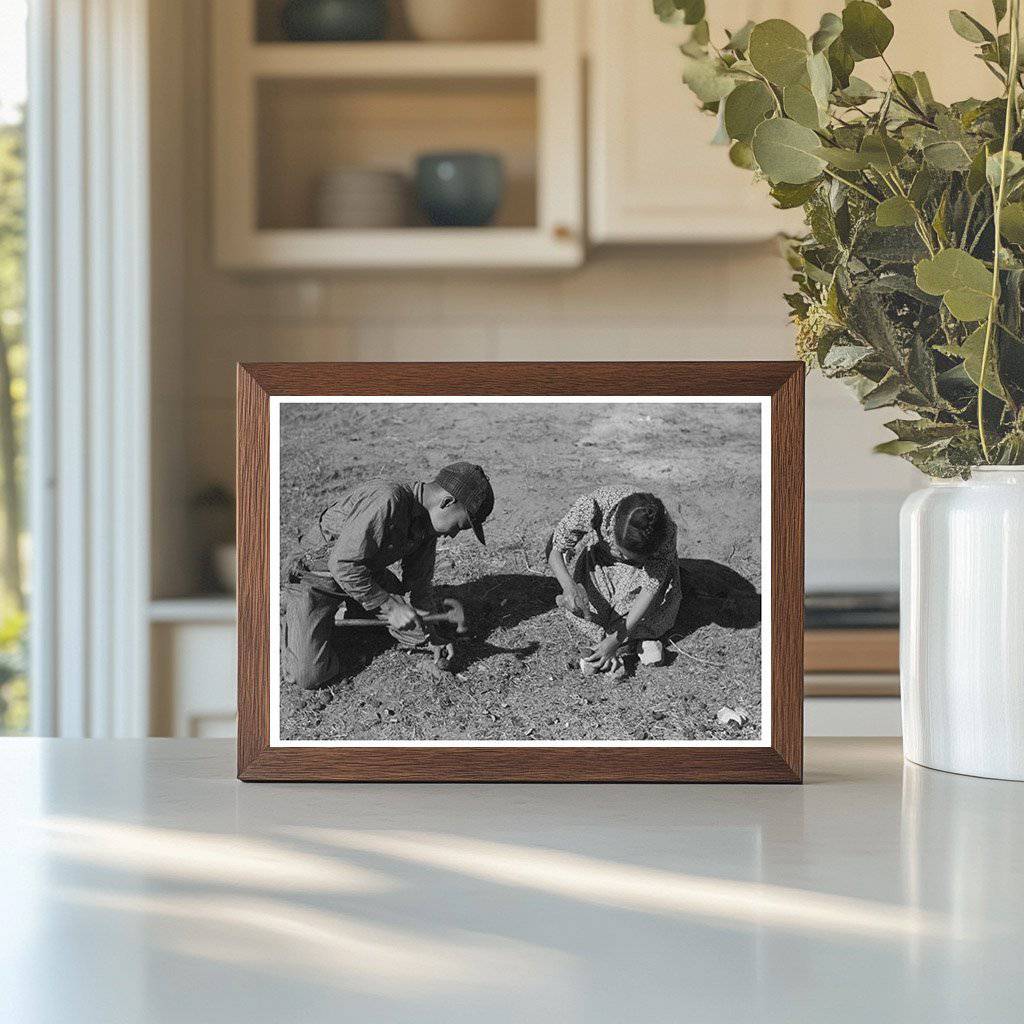 Children Cracking Black Walnuts in Oklahoma February 1940 - Available at KNOWOL