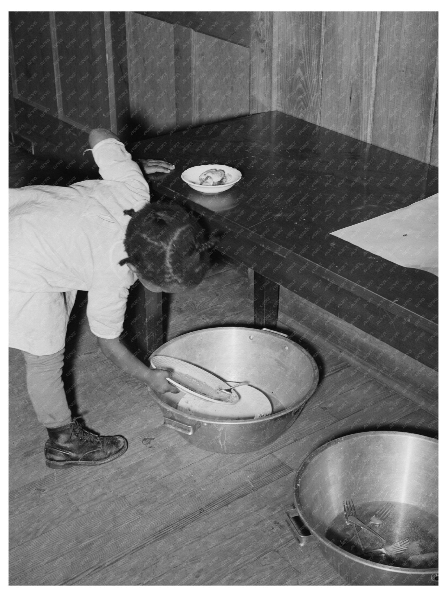 Children Dishwashing in Nursery School Arkansas 1938 - Available at KNOWOL