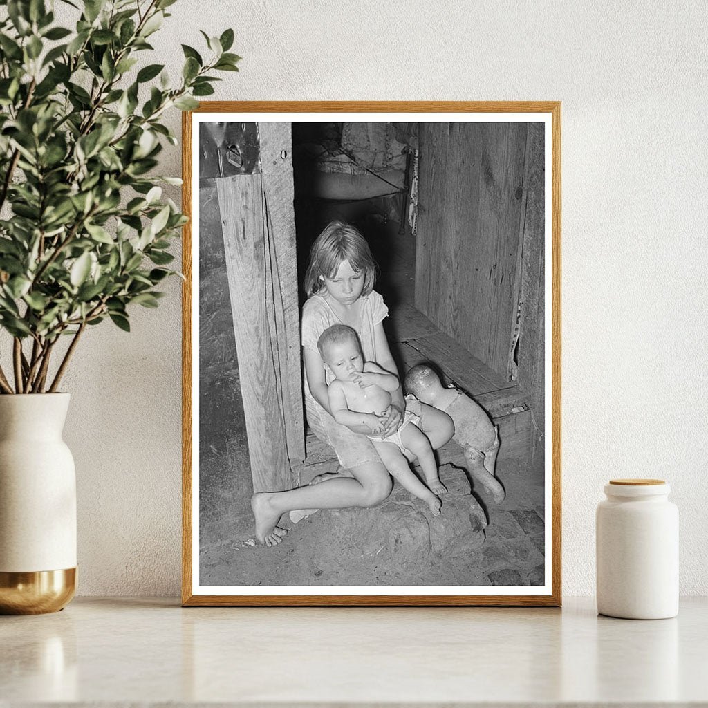 Children in Doorway of Home Tullahassee Oklahoma 1939 - Available at KNOWOL