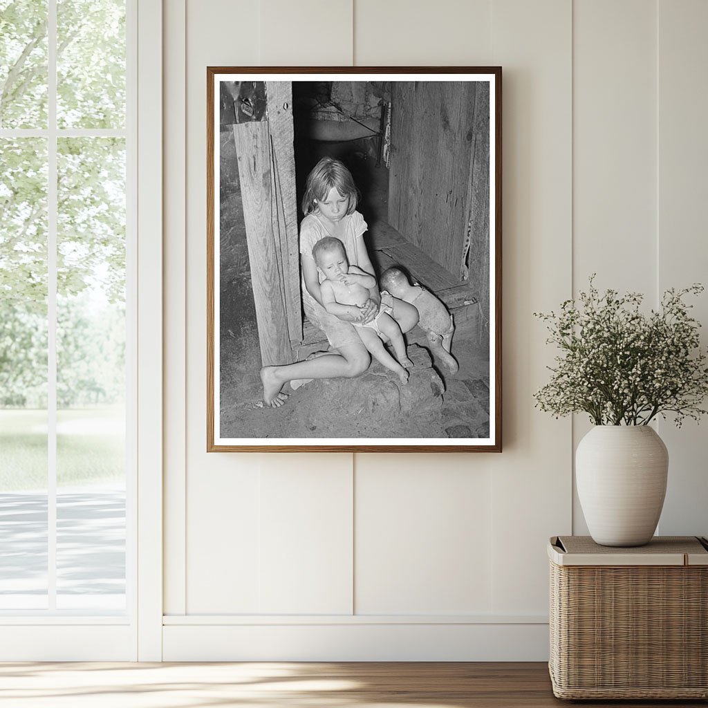 Children in Doorway of Home Tullahassee Oklahoma 1939 - Available at KNOWOL