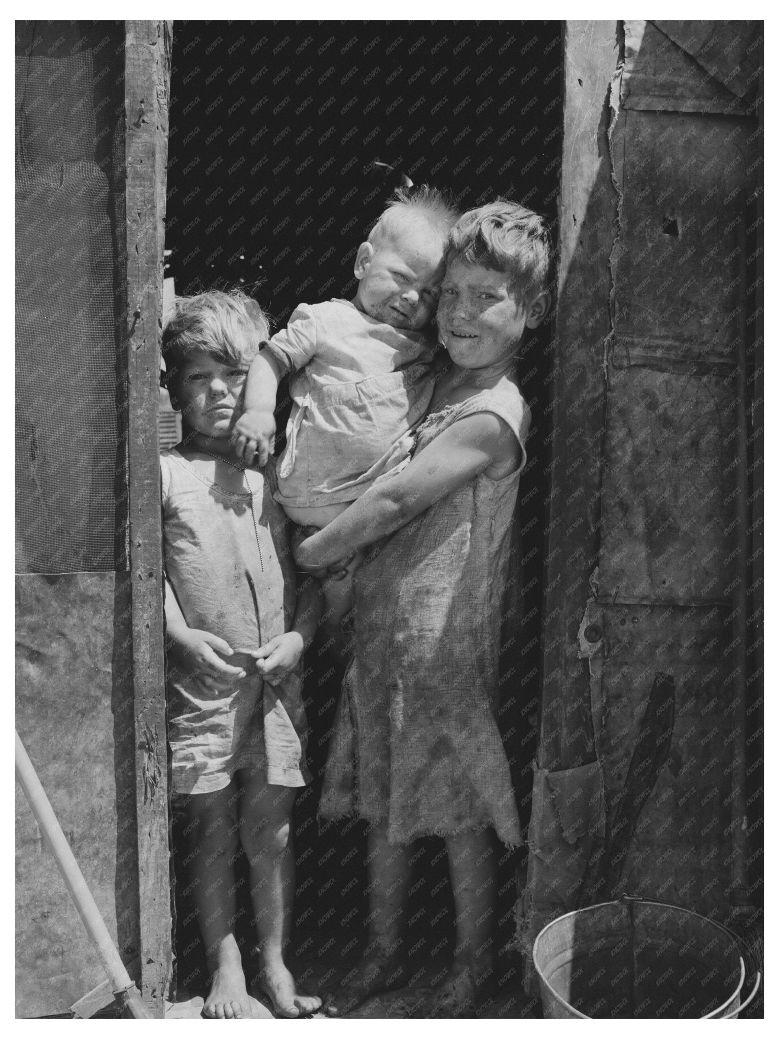 Children in Old Sacks at Mays Avenue Camp 1939 - Available at KNOWOL