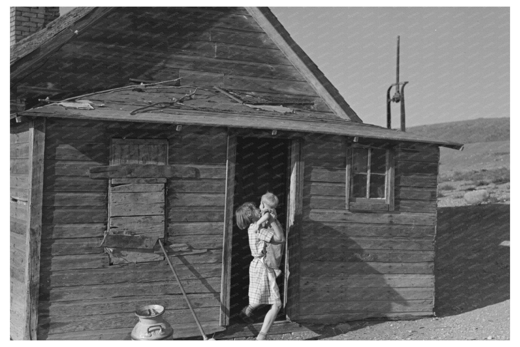 Children of Floyd Peaches North Dakota 1937 Black and White Photo - Available at KNOWOL