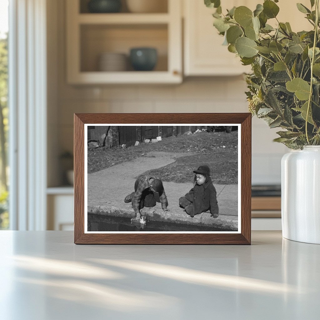 Children Playing in Water Gutter Chicago April 1941 - Available at KNOWOL