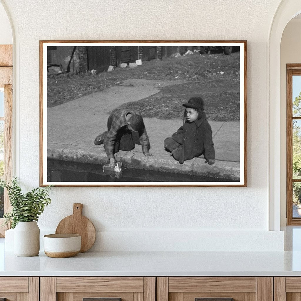 Children Playing in Water Gutter Chicago April 1941 - Available at KNOWOL