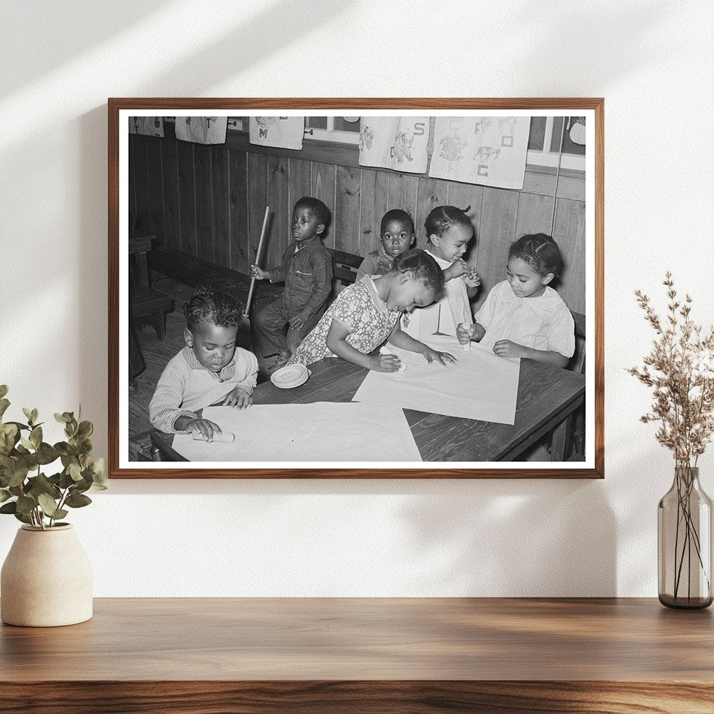 Children Playing with Chalk in Nursery School 1938 - Available at KNOWOL