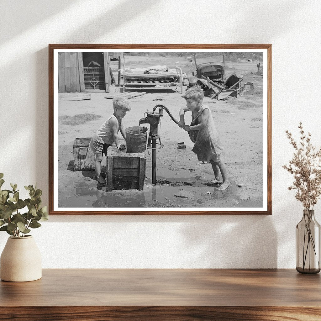 Children Pump Water at Mays Avenue Camp Oklahoma City 1939 - Available at KNOWOL