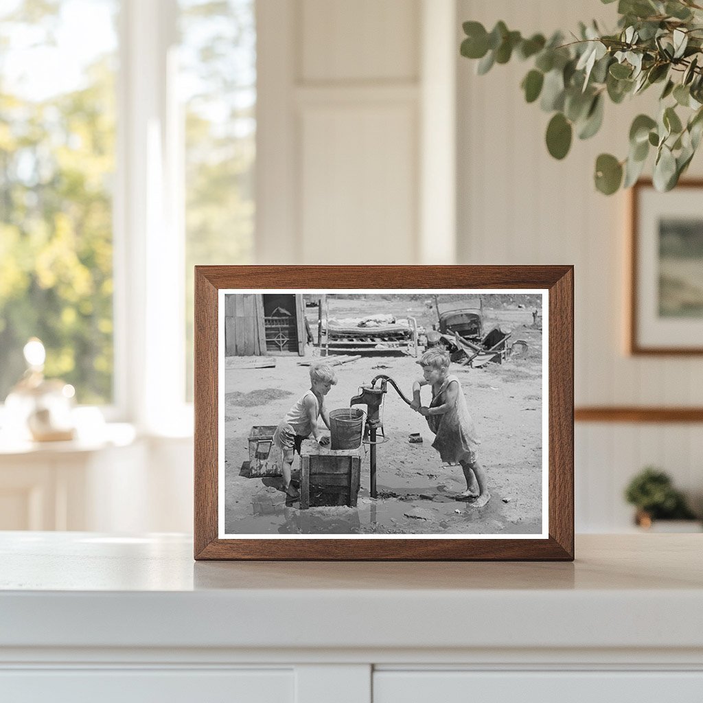 Children Pump Water at Mays Avenue Camp Oklahoma City 1939 - Available at KNOWOL