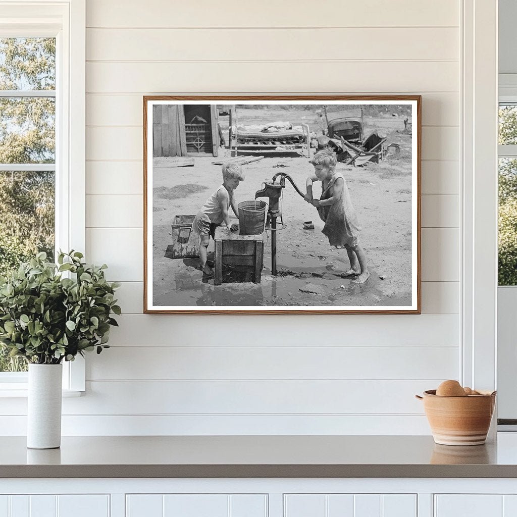 Children Pump Water at Mays Avenue Camp Oklahoma City 1939 - Available at KNOWOL