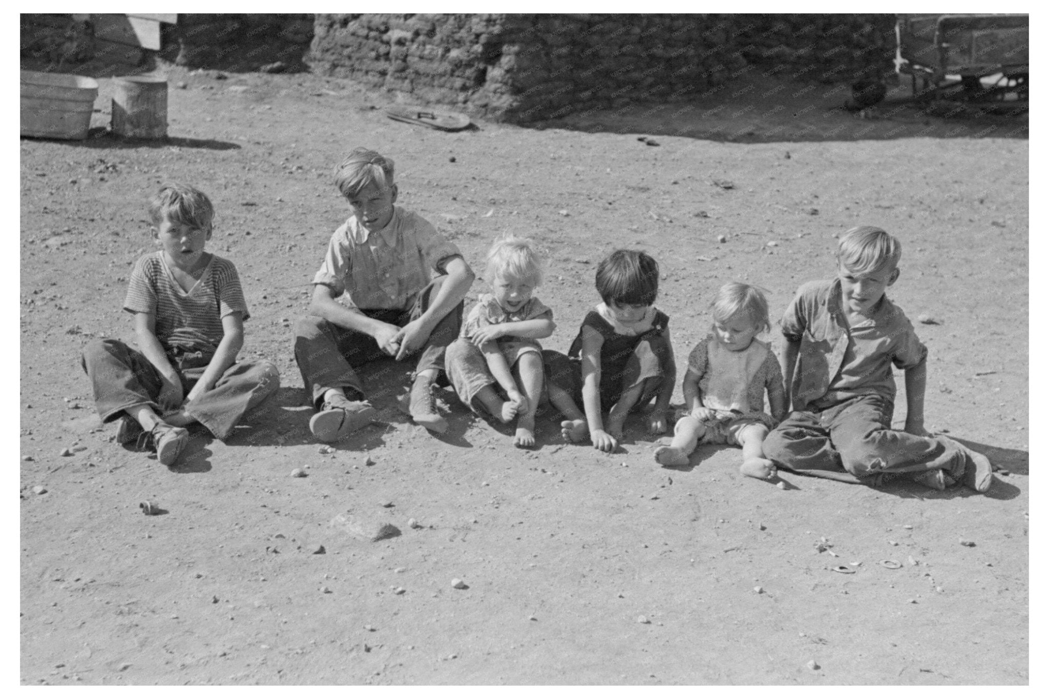 Children Waiting for Dinner Williams County North Dakota 1937 - Available at KNOWOL