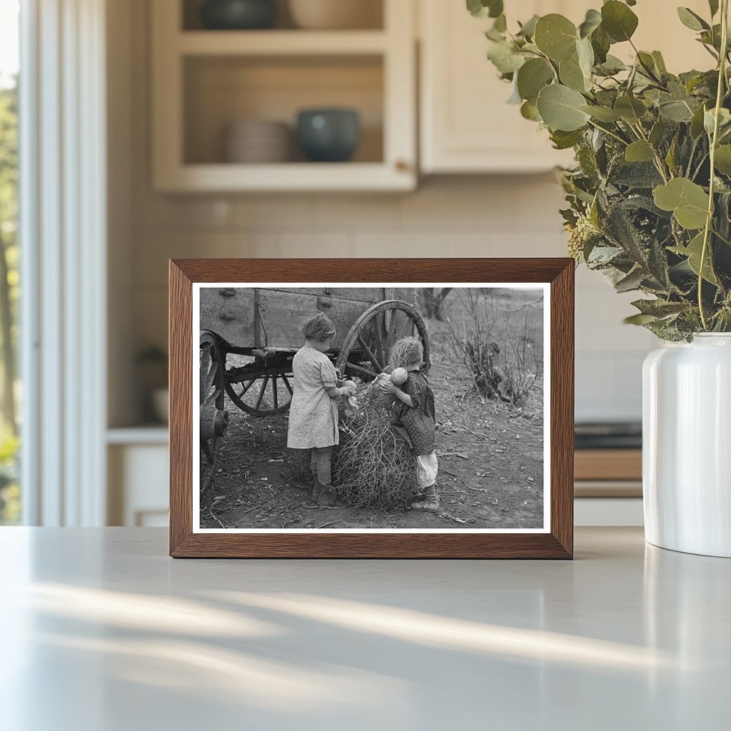 Children with Dolls in Tumbleweeds Smithland Iowa 1936 - Available at KNOWOL