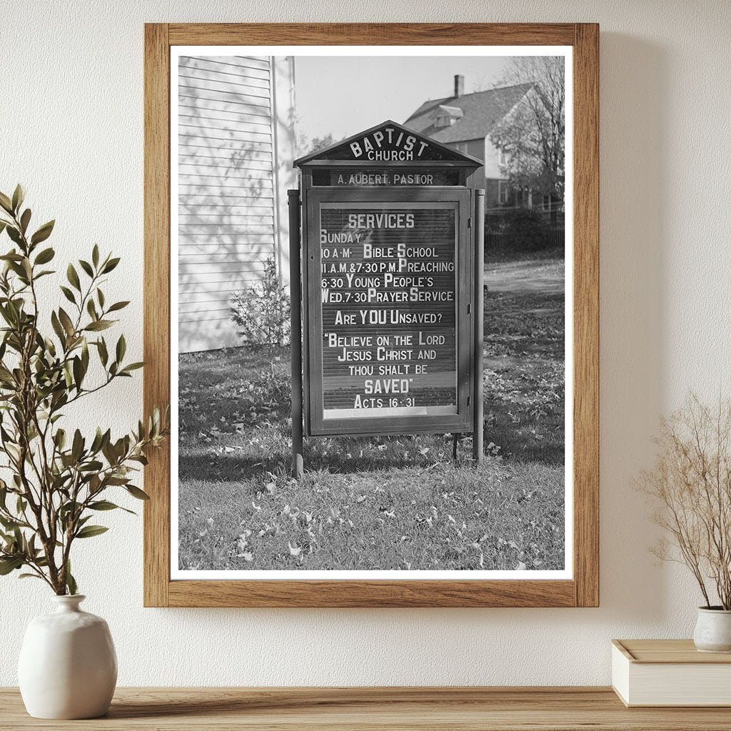 Church Sign in Wallingford Vermont October 1939 - Available at KNOWOL