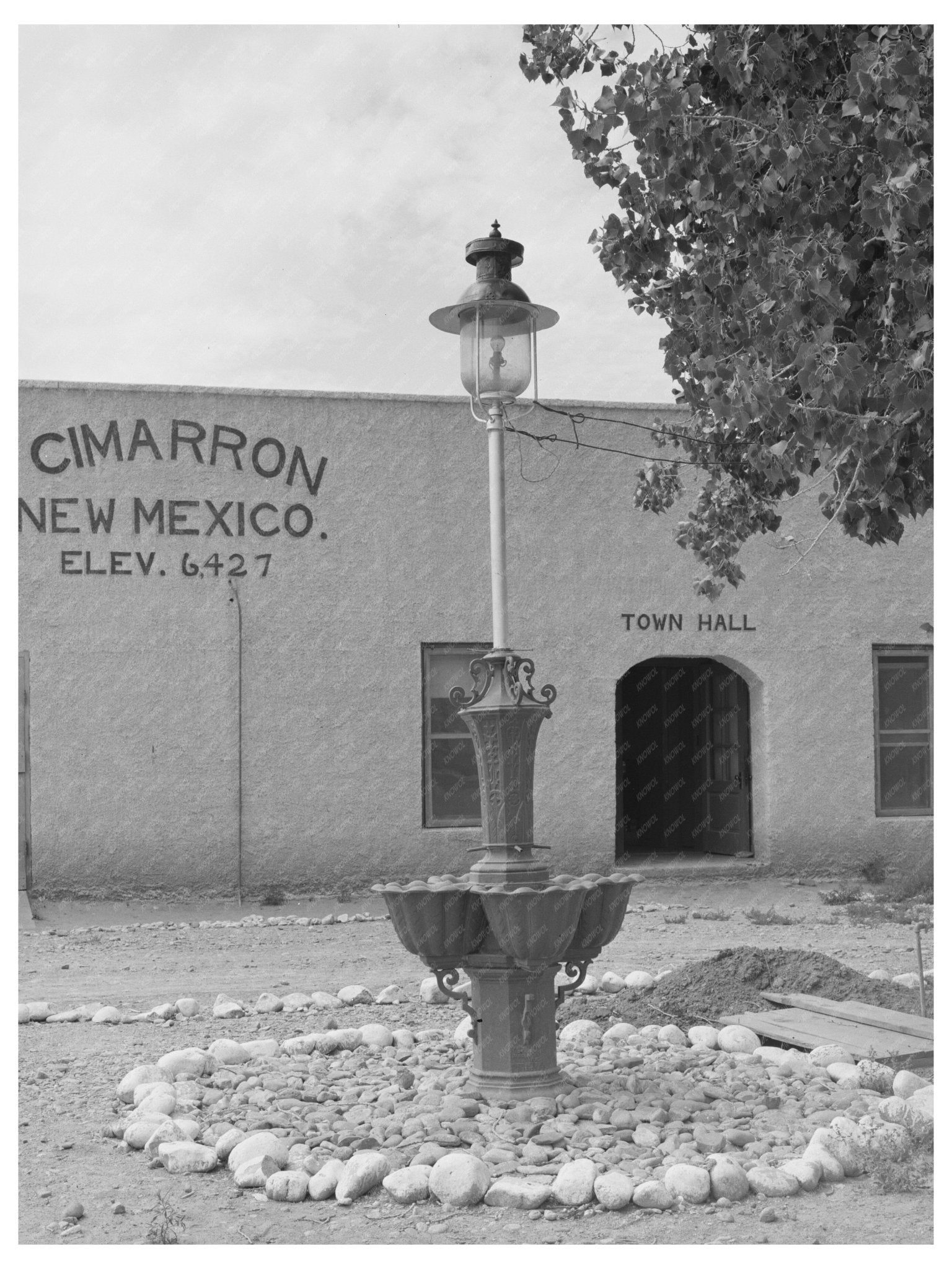 Cimarron New Mexico Town Hall Light Standard August 1939 - Available at KNOWOL