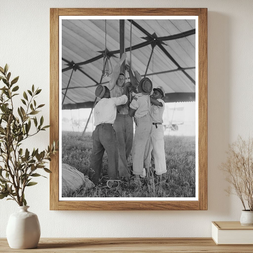 Circus Tent Setup for Lasses - White Show Sikeston 1938 - Available at KNOWOL