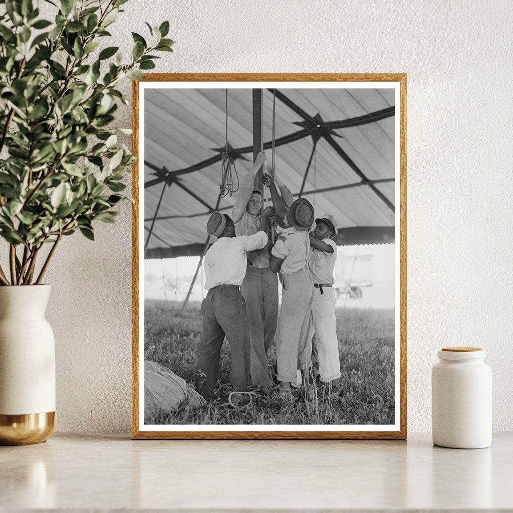 Circus Tent Setup for Lasses - White Show Sikeston 1938 - Available at KNOWOL