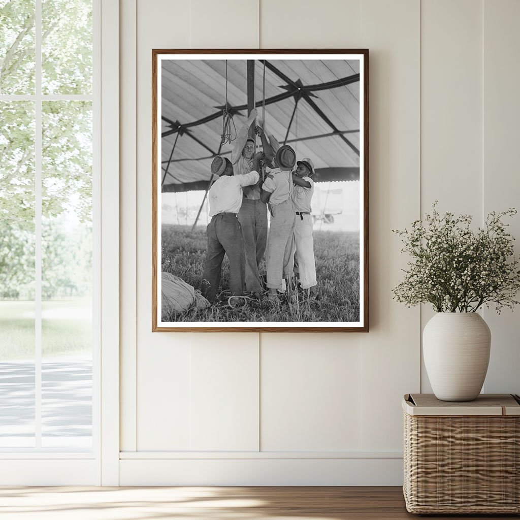 Circus Tent Setup for Lasses - White Show Sikeston 1938 - Available at KNOWOL