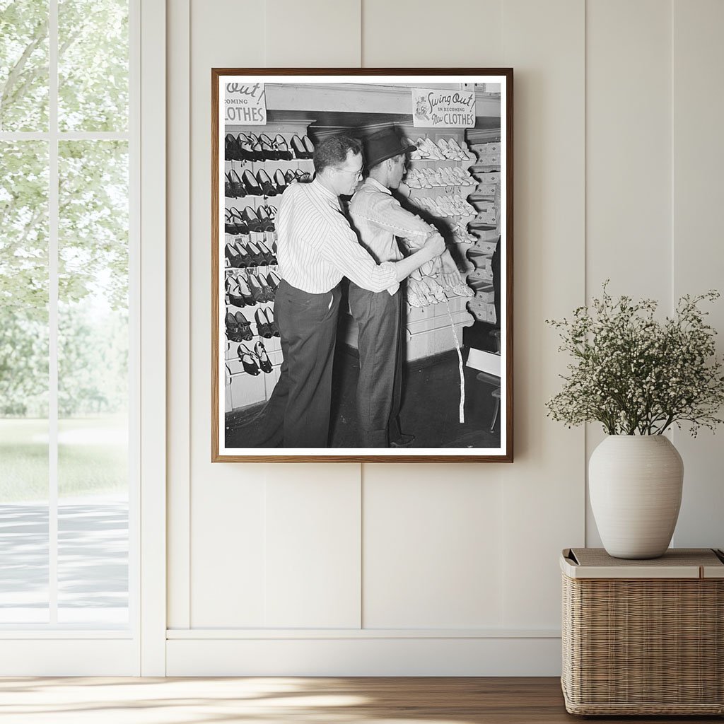 Clerk Measuring Customer for Suit San Augustine Texas 1939 - Available at KNOWOL