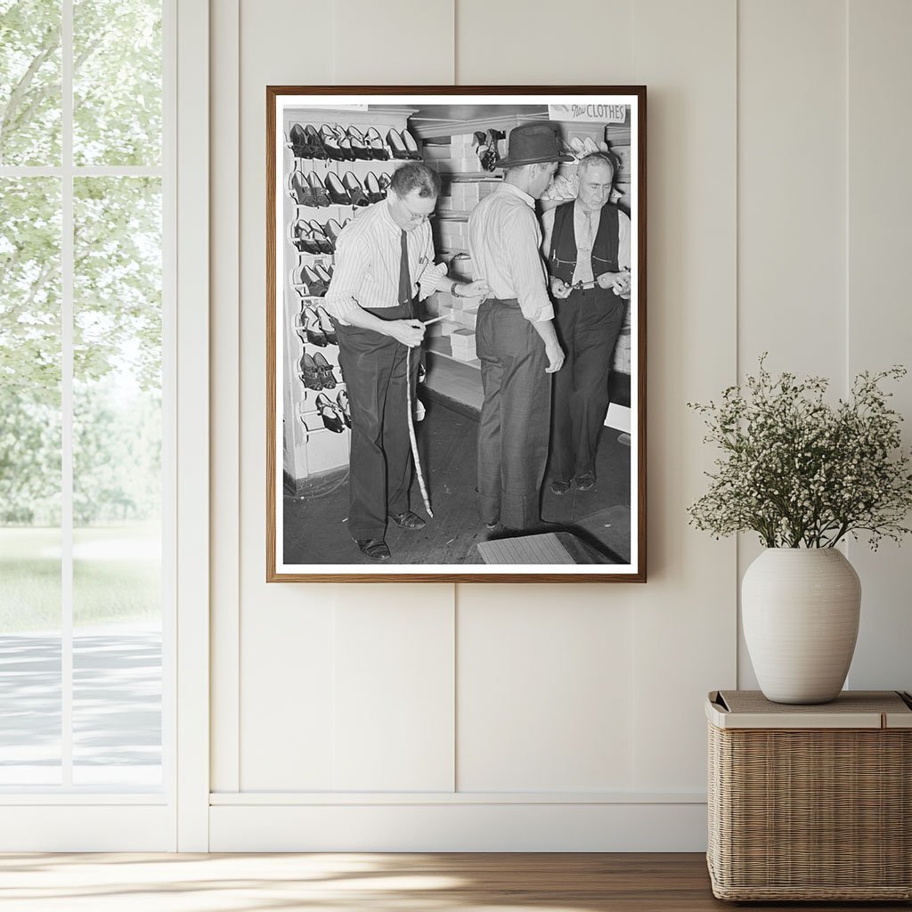 Clerk Measuring Customer for Trousers San Augustine 1939 - Available at KNOWOL