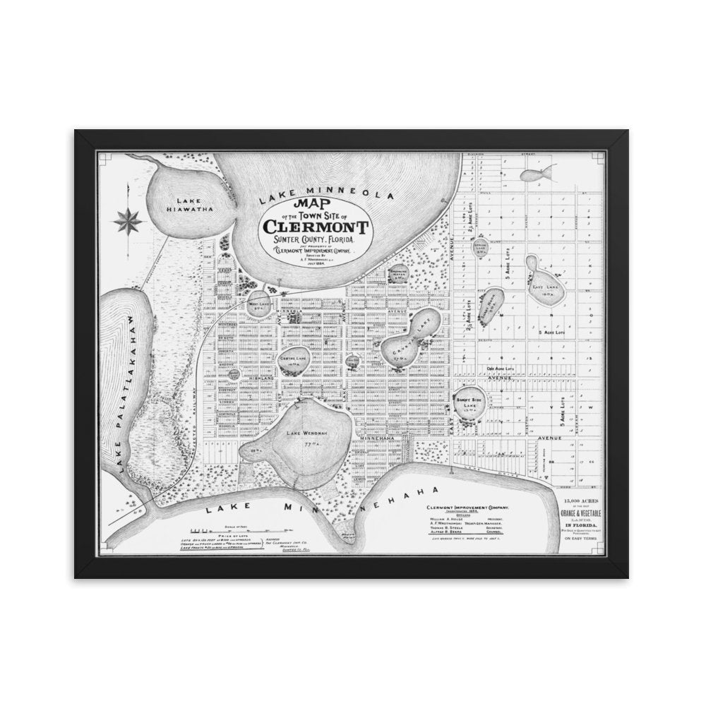 Clermont, FL 1884 Framed Map - Available at KNOWOL