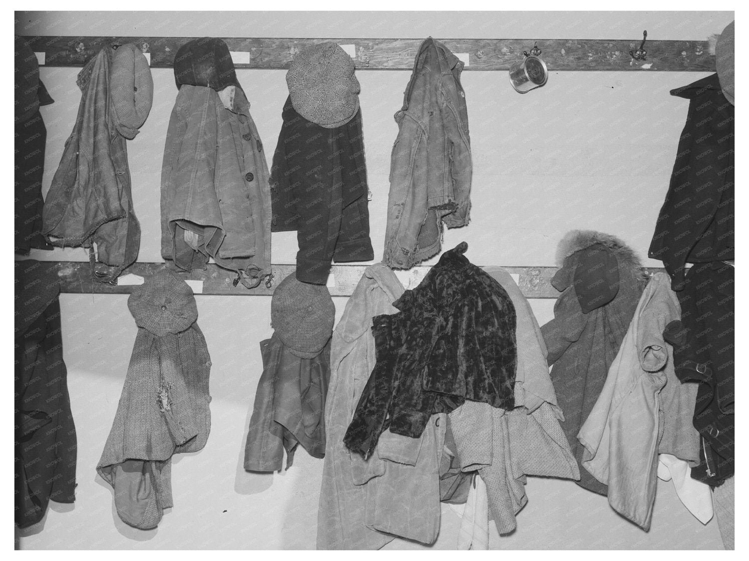 Cloakroom in Rural North Dakota School October 1937 - Available at KNOWOL