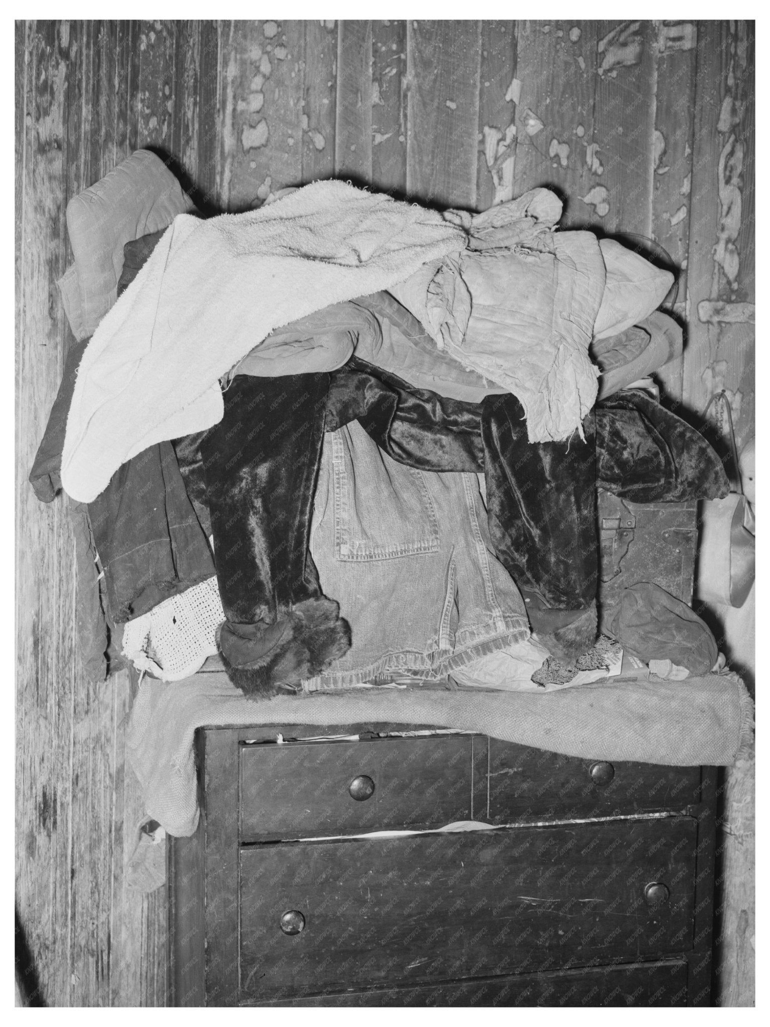 Clothing Stacked on Bureau in San Antonio Texas 1939 - Available at KNOWOL
