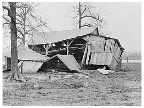 Collapsed Barn from February 1937 Indiana Flood - Available at KNOWOL