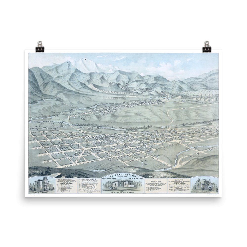 Colorado Springs, CO 1874 Map - Available at KNOWOL