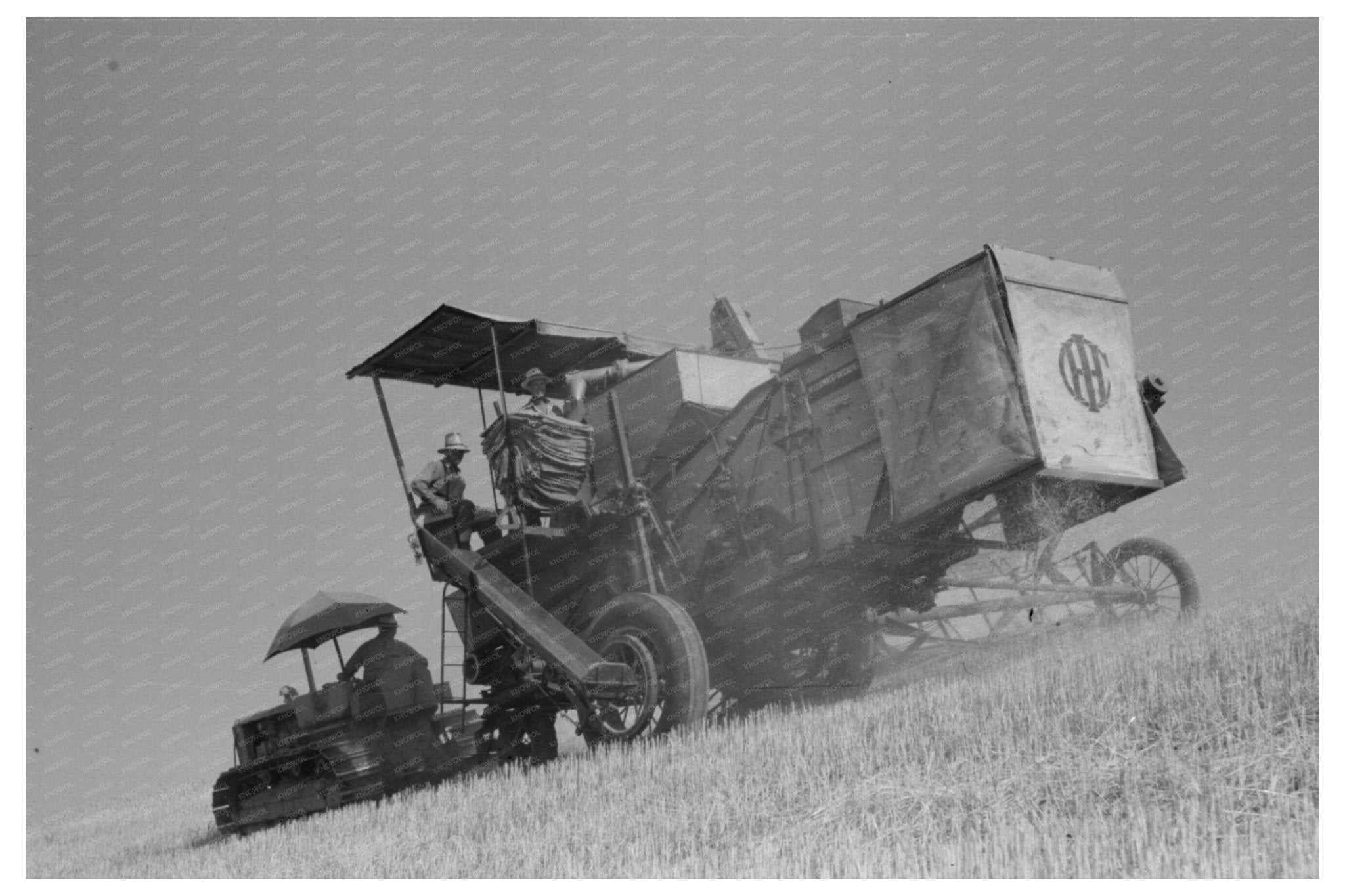 Combine Harvesting Wheat in Walla Walla County 1941 - Available at KNOWOL