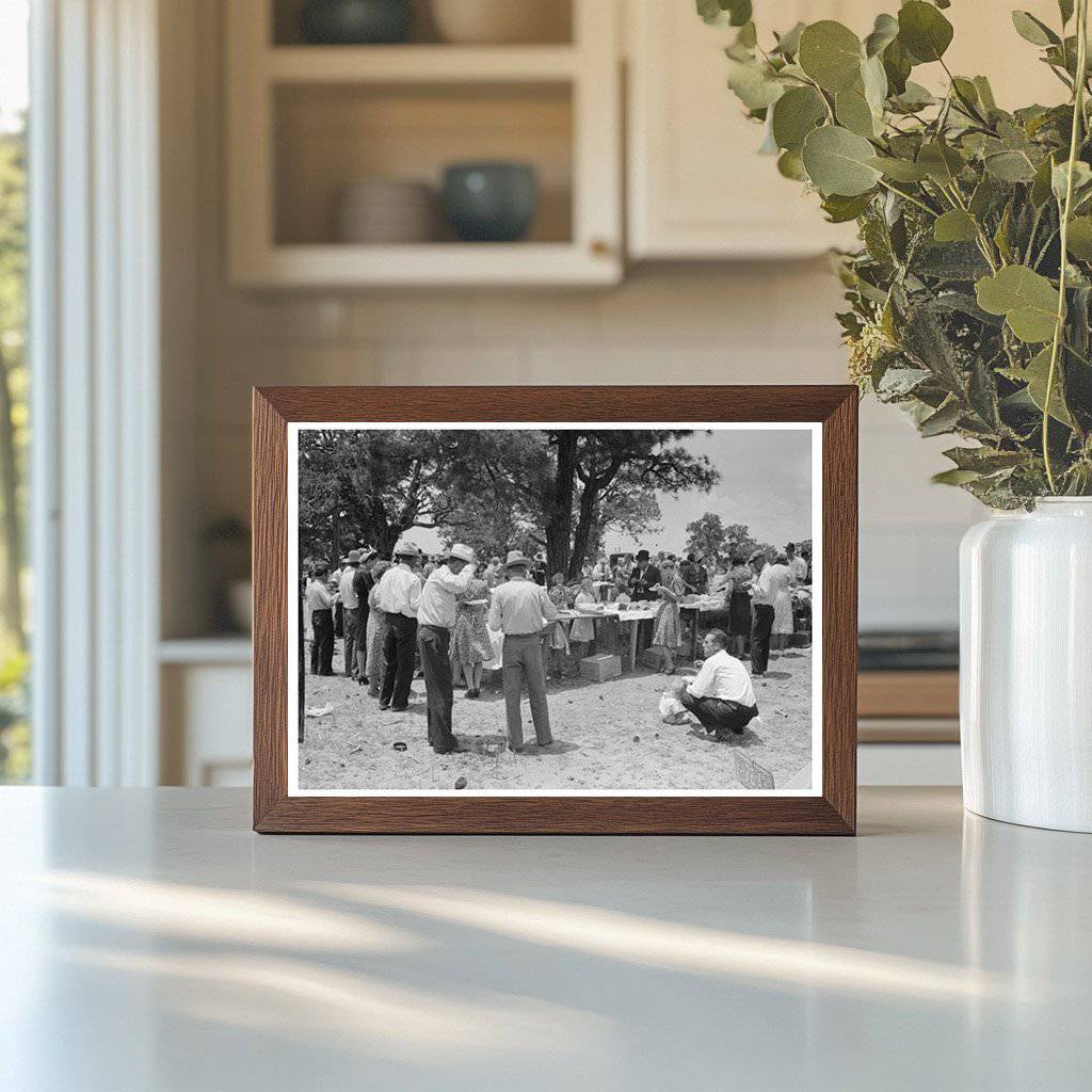 Community Dinner at Picnic Tables in Pie Town New Mexico 1940 - Available at KNOWOL