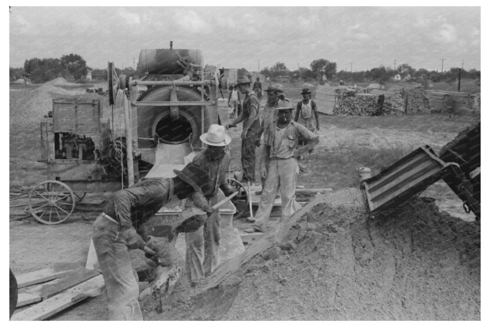 Concrete Mixer at Migrant Camp Sinton Texas October 1939 - Available at KNOWOL