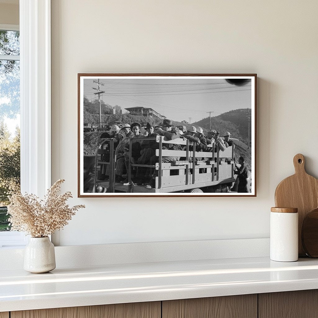 Construction Workers Board Truck for Shasta Dam 1940 - Available at KNOWOL