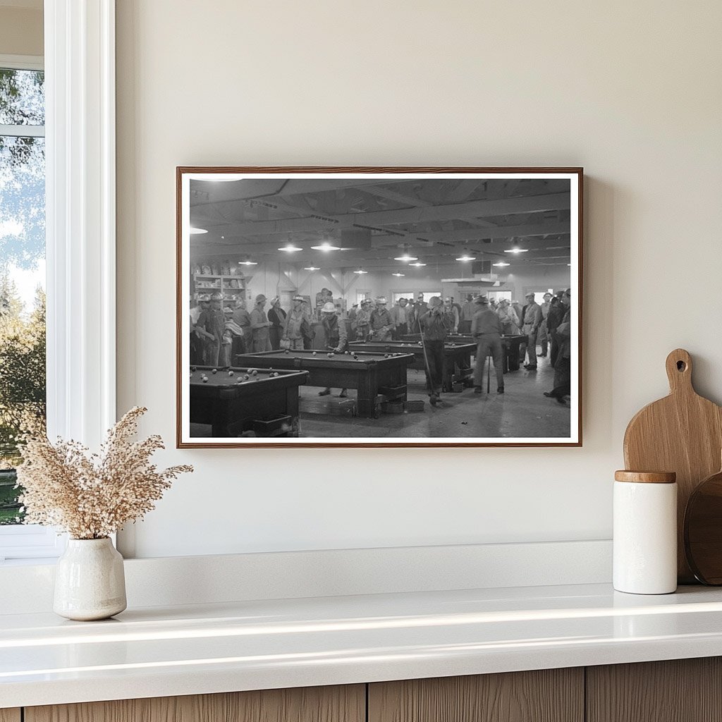 Construction Workers Playing Pool at Shasta Dam 1940 - Available at KNOWOL