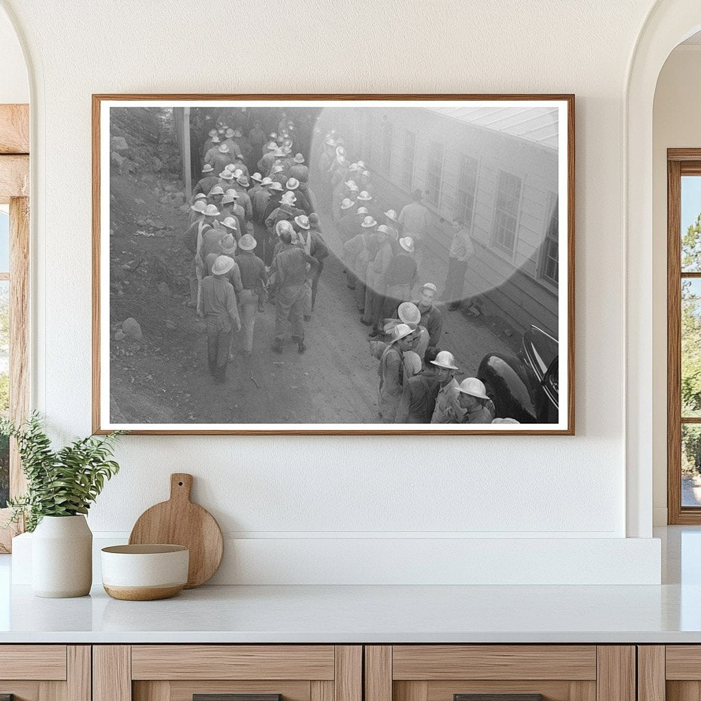 Construction Workers Receiving Pay at Shasta Dam 1940 - Available at KNOWOL