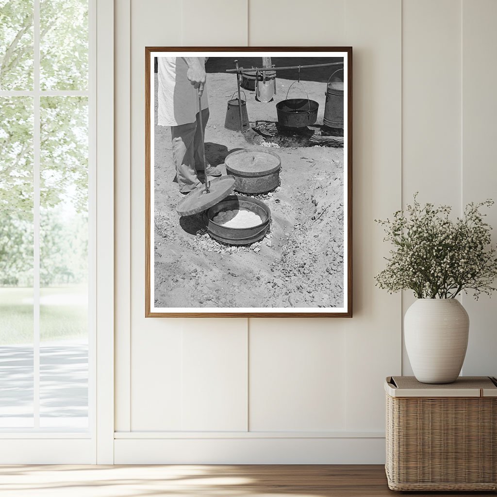 Cook Preparing Bread in Dutch Oven at SMS Ranch 1939 - Available at KNOWOL