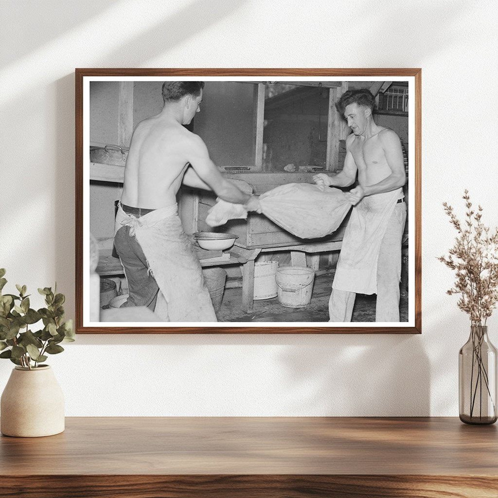 Cooks Dry Silverware at Logging Camp Effie Minnesota 1937 - Available at KNOWOL