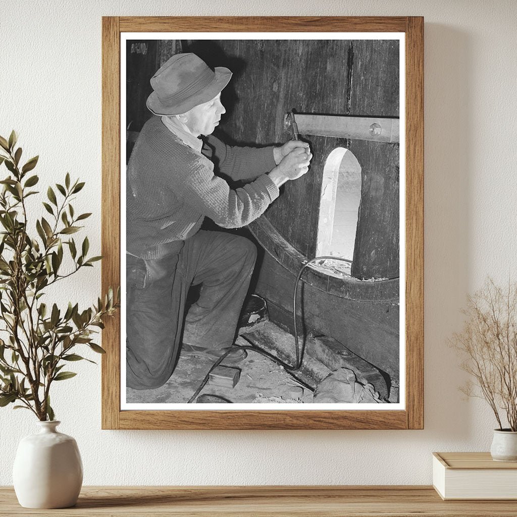 Cooper Fitting Cask Head at Sonoma Winery 1942 - Available at KNOWOL