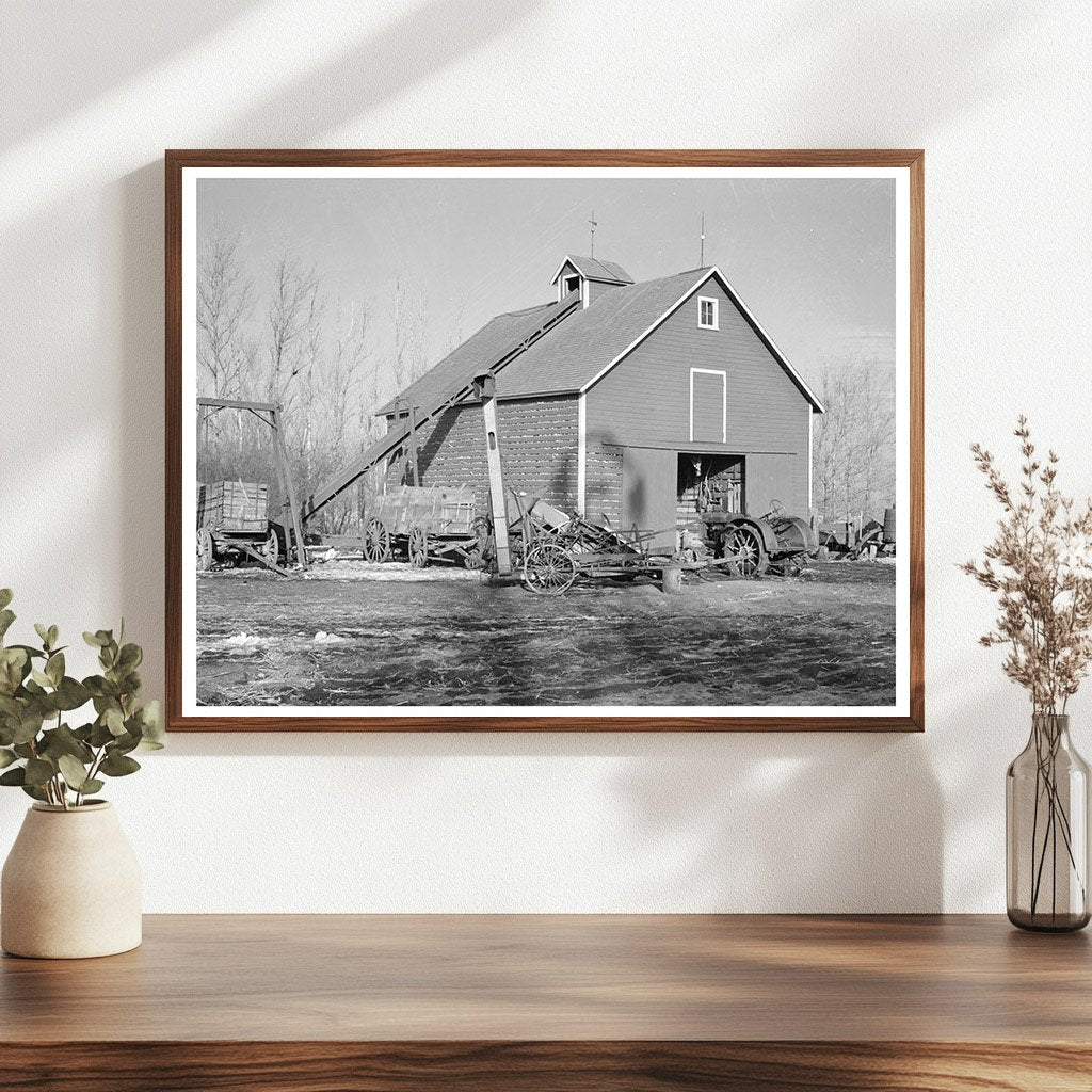 Corn Crib and Farming Equipment Iowa 1936 - Available at KNOWOL