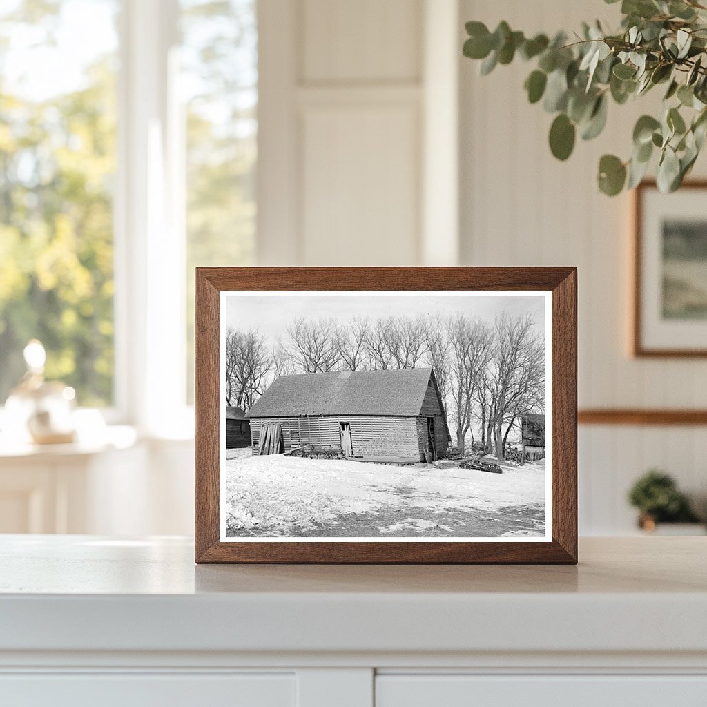 Corn Crib on Edgar Allens Farm Milford Iowa 1936 - Available at KNOWOL