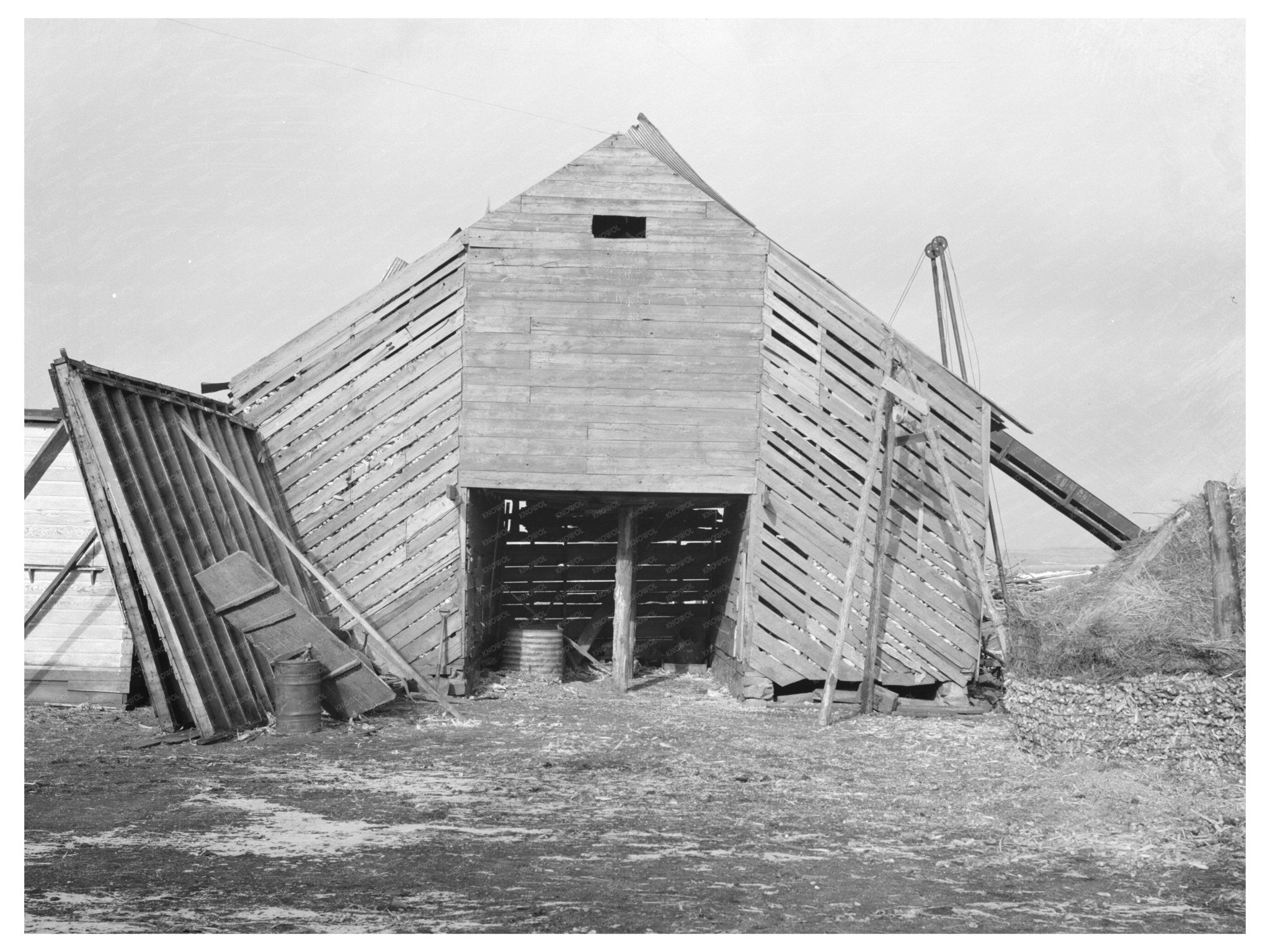 Corn Crib on J.E. Herbrandson Farm Estherville Iowa 1936 - Available at KNOWOL