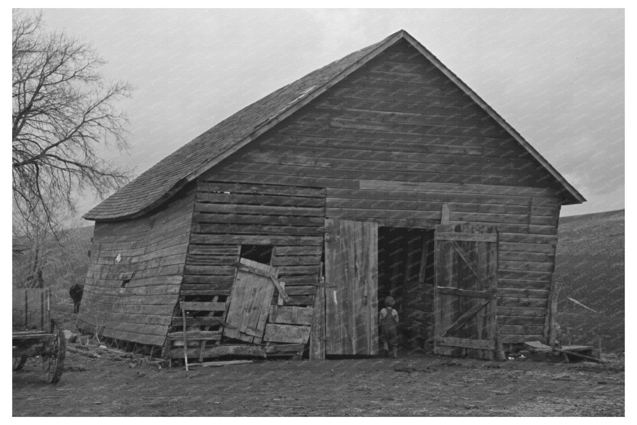 Corncrib on Frank Moodys Farm Iowa December 1936 - Available at KNOWOL