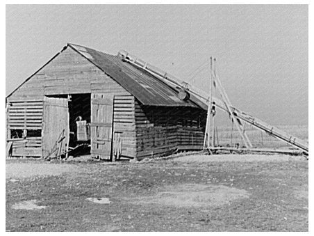 Corncrib on John Landers Farm Marseilles Illinois 1937 - Available at KNOWOL
