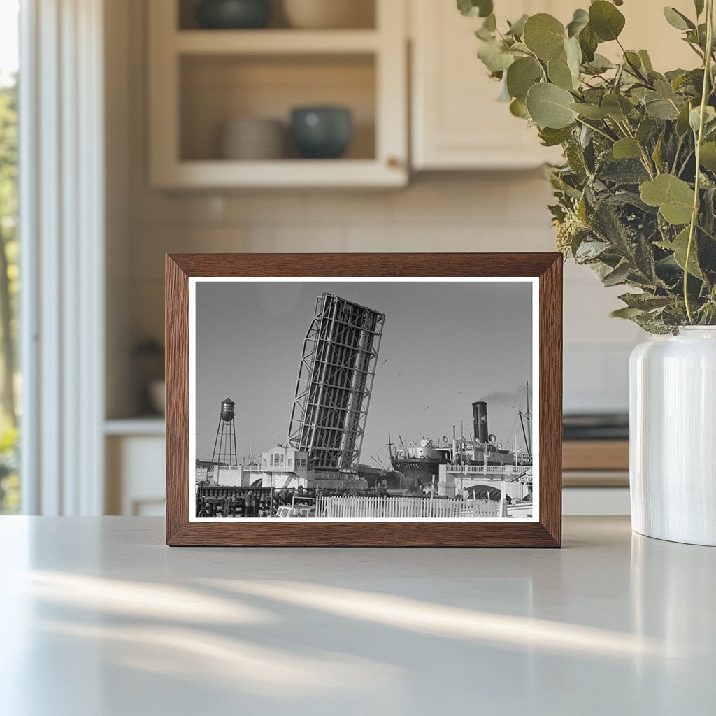 Corpus Christi Texas Freighter and Drawbridge February 1939 - Available at KNOWOL